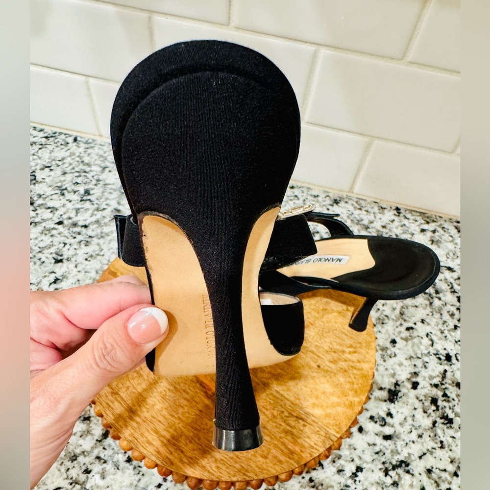 Manolo Blahnik Black Heels with Crystal Buckle - Picture 4 of 6